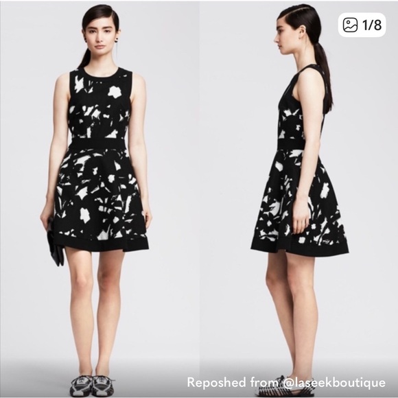 Banana Republic Elegant Black and White Patterned Dress - Picture 1 of 6